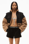 alexander wang logo elastic short in stretch corduroy black