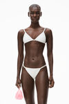 alexander wang diamante logo bikini top in jersey snow white