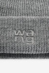 alexander wang logo beanie in compact deboss medium grey melange