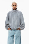 alexander wang 丝绒罗纹饰边高领衫 washed charcoal