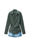 Alexander Wang green/navy pre-styled wrap mini dress in cotton