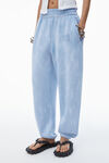 Alexander Wang washed pale blue puff logo sweatpant in structured terry