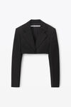 alexander wang cropped tuxedo blazer in wool tailoring black