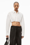 alexander wang 密织棉质短款系扣衬衫 white