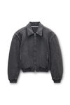 Alexander Wang washed asphalt 灰色有机毛圈布机车夹克
