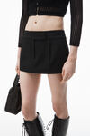 alexander wang 羊毛精裁修身迷你裤裙 black