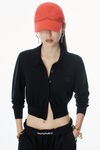 Alexander Wang black high-frequency stacked logo cardigan in merino wool