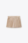Alexander Wang warm taupe 拷花丝绒中腰迷你裤裙