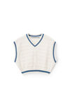 alexander wang cropped v-neck vest in compact cotton off white/marine