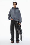 Alexander Wang washed asphalt puff logo hoodie in structured terry