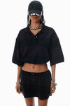 Alexander Wang black overdyed stripe schwarz gestreiftes poloshirt aus pikee