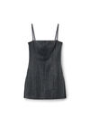 Alexander Wang charcoal square neck minidress in wool twill with crystal hotfix