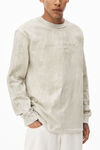 alexander wang plaster dyed long sleeve in compact jersey ice grey combo