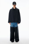 Alexander Wang washed black long sleeve polo in cotton oversized