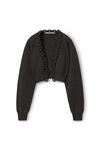 alexander wang 柔软羊毛羊绒短款开衫 charcoal melange