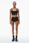 Alexander Wang black crystal hotfix cropped camisole in waffle knit