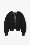 Alexander Wang black cardigan à col rond avec chaîne à billes en liseré