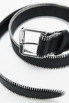Alexander Wang black/silver 皱褶皮革细拉链腰带