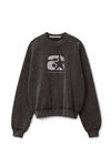 alexander wang sporty logo sweatshirt in reverse terry charcoal