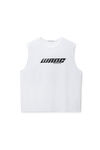Alexander Wang white top bianco con taglio a laser e logo