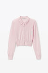 Alexander Wang light pink high-frequency stacked logo cardigan in merino wool
