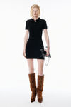 Alexander Wang black black wool-blend short sleeve polo dress