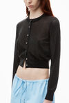 Alexander Wang black cropped cardigan in clear bead hotfix