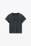 Alexander Wang faded black 做旧徽标装饰紧身棉质 t 恤