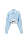 Alexander Wang oxford blue/white cropped shirt in organic cotton with logo elastic