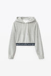 alexander wang long-sleeve hoodie in stretch corduroy heather grey