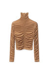 alexander wang ruched turtleneck in hosiery jersey campfire