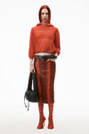 alexander wang glitter logo hoodie in classic terry fiery red combo