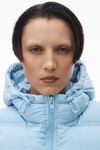 Alexander Wang oxford cropped hooded puffer vest with reflective logo