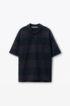 Alexander Wang black overdyed stripe schwarz gestreiftes poloshirt aus baumwollpikee