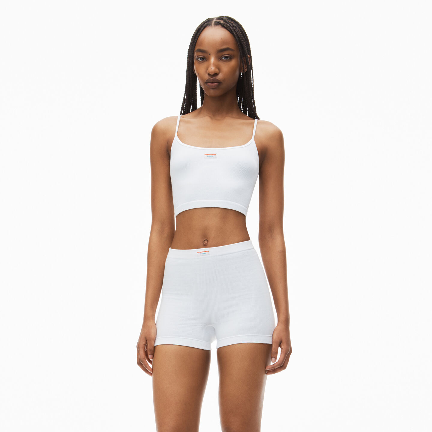 Shop Alexander Wang Seamless Cami Tank In Ribbed Knit In White
