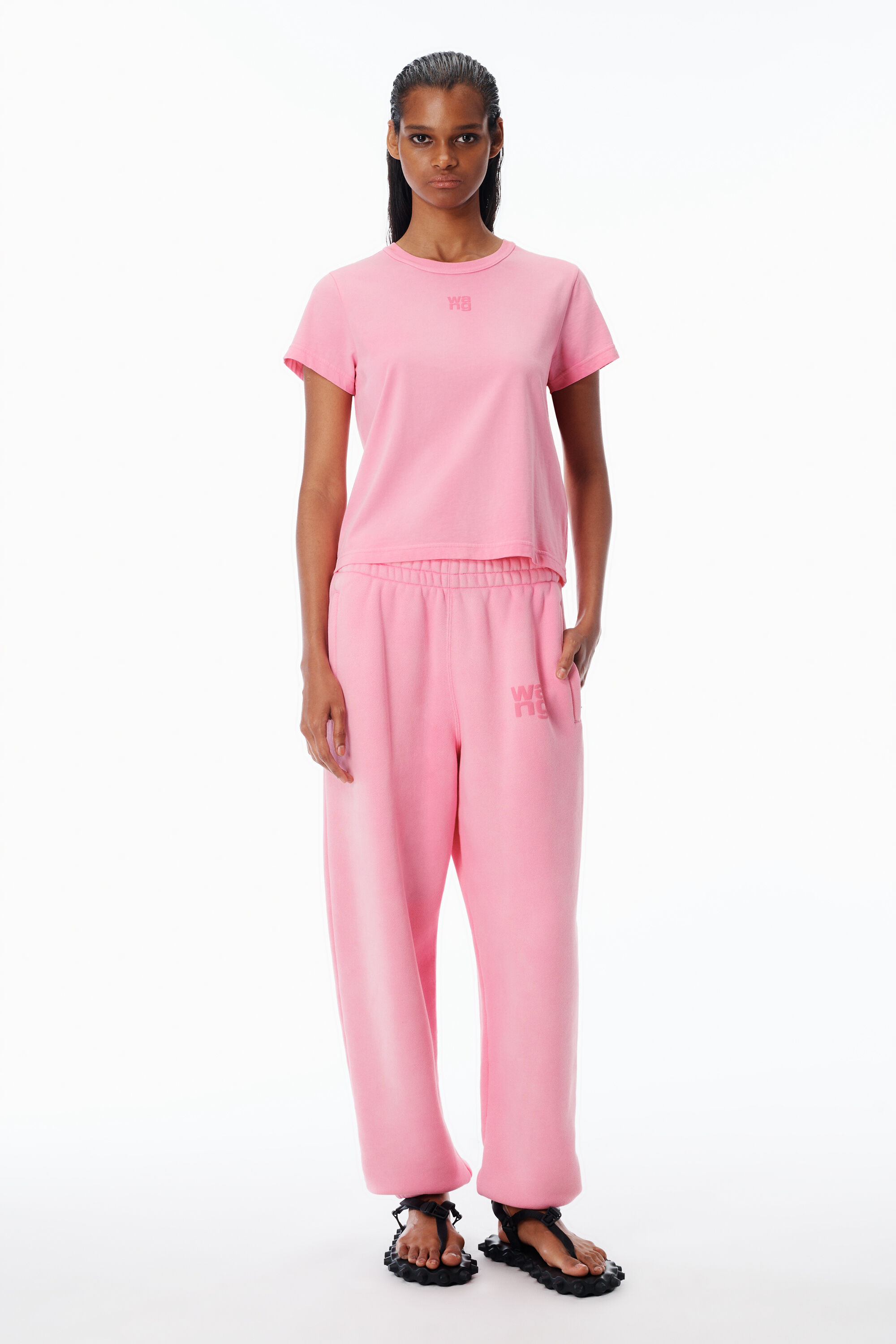 【新品同様】alexanderwang ピンク Tシャツ alexanderwang アレキサンダーワング ピンク コットン クロップド