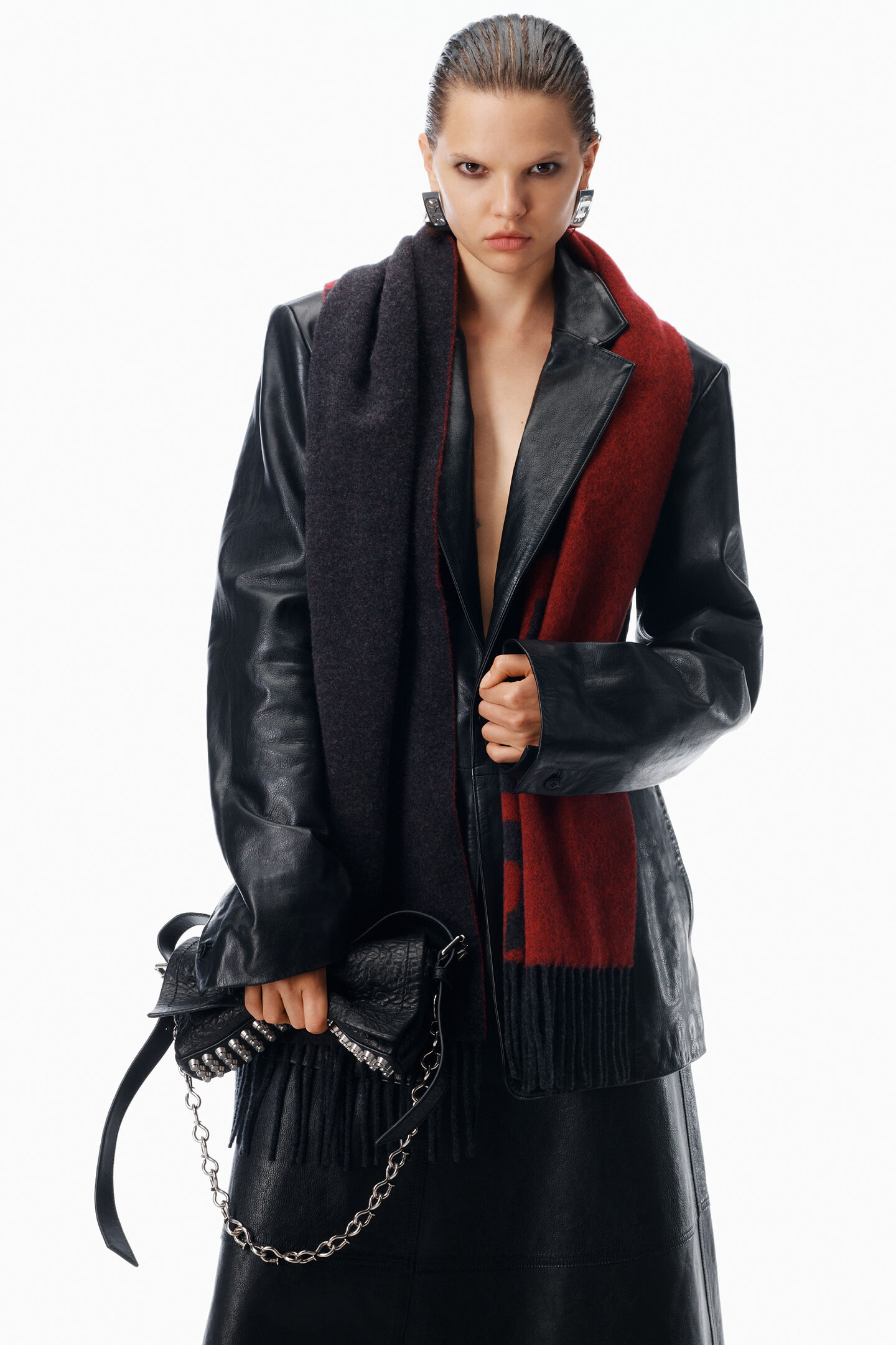 Alexander Wang Logo Jacquard Scarf In Wool Cashmere In Multi