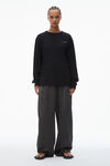 Alexander Wang black unisex long sleeve tee in high twist jersey