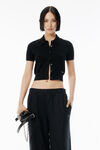 Alexander Wang black black wool short sleeve polo cardigan