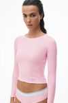 Alexander Wang light pink long-sleeve tee in ribbed cotton jersey