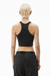Alexander Wang washed black cropped racer tank in ribbed cotton