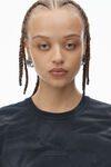 Alexander Wang washed black distressed logo shrunken tee in cotton jersey
