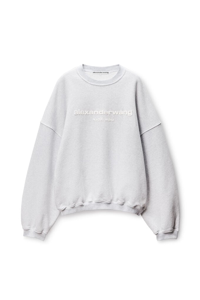 Alexander Wang Puff Logo Crewneck Sweatshirt In Gray