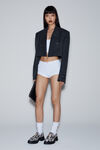 Alexander Wang charcoal cropped blazer in wool twill with clear bead hotfix