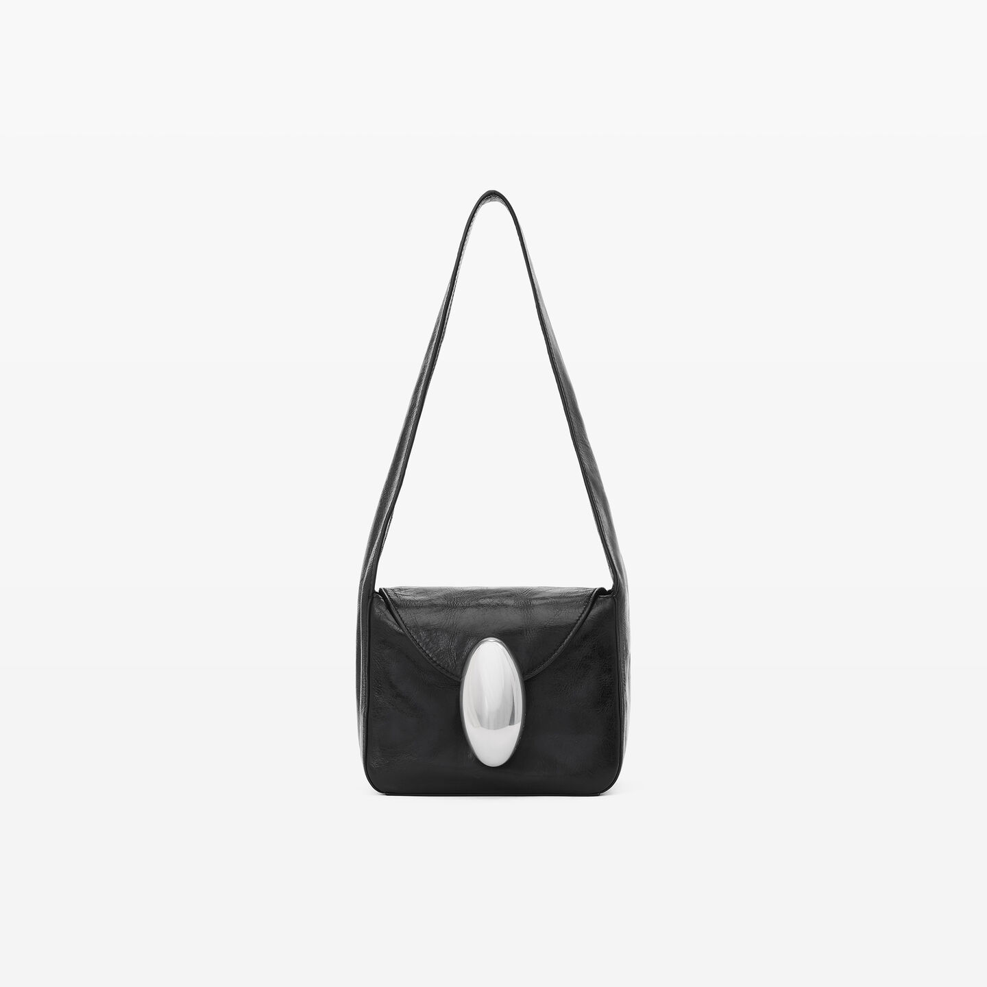 Alexander Wang Dome Small Hobo Bag In Crackle Patent Leather In Black
