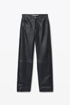 Alexander Wang black ez - mid rise relaxed straight pant in primal nappa lambskin leather