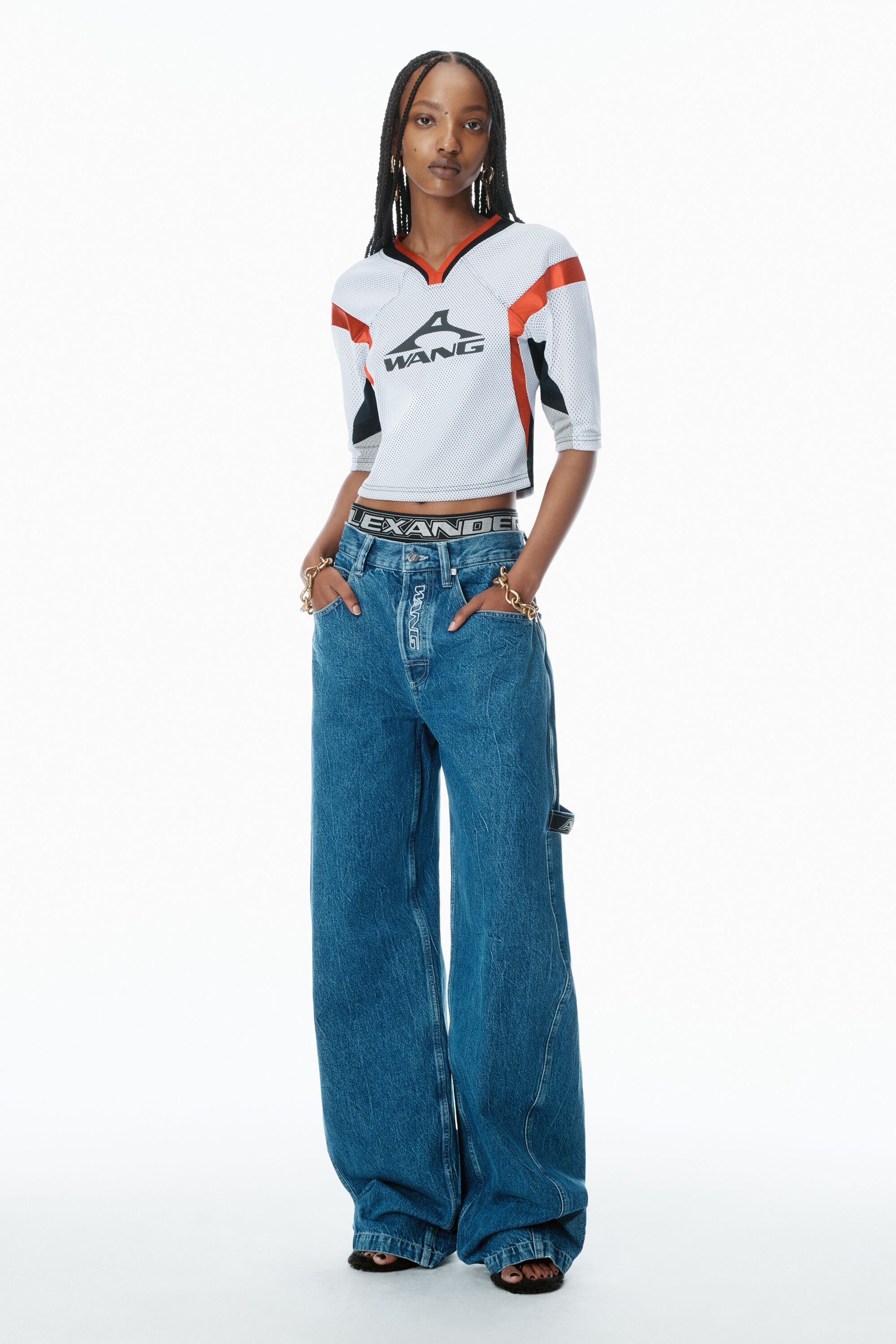 ALEXANDER WANG アレキサンダーワン ワイドレッグジーンズ Alexander Wang ワイドジーンズ | ブラック | FARFETCH JP