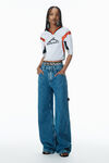 Alexander Wang deep blue pre-styled rounded jeans with underwear waistband