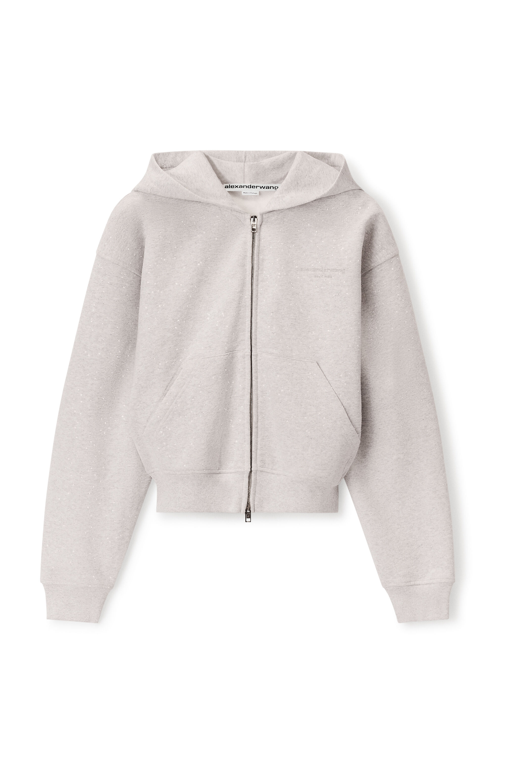 CRYSTAL ZIP UP HOODIE in LIGHT HEATHER GREY | alexanderwang®