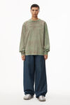 alexander wang plaster dyed long sleeve in compact jersey kelly green combo